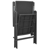 Dining Set Black Aluminium, PE Rattan, WPC Medium Foldable 3060058