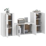 3 Piece TV Cabinet Set White Engineered Wood 3188526