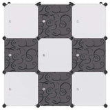 Storage Cube Organiser with 9 Compartments Black and White 244924