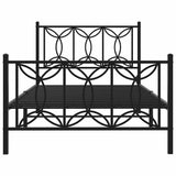 Metal Bed Frame without Mattress with Footboard Black 100x200cm 376141