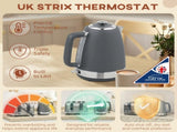 Stainless Steel Kettle and Toaster Set, 1.7L 3000W Rapid Boil Jug Kettle with UK Strix Thermostat, T3398P378833