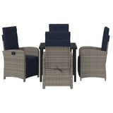 Garden Dining Set with Cushion 5 pcs Grey Poly Rattan 3380359