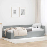 Corner Bed Frame Light Grey 80 cm x 200 cm Velvet 42016027