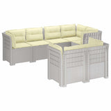 7-Seater Garden Sofa with Cushions Rattan Look PP White 3444166