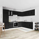 14 Piece Kitchen Cabinet Set "Lucca" Black Engineered Wood 3314982