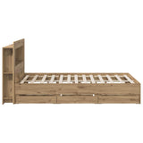 Bed Frame with Storage and Headboard Artisan Oak 120 x 200 cm 3445801
