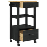 Kitchen Trolley MONZA Black 48 x 40 x 88.5 cm Solid Pine Wood 42027032