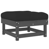 Garden Footstool with Cushion Grey Solid Wood Pine 825438
