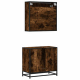 2 Piece Bathroom Furniture Set Smoked Oak Engineered Wood 3300937