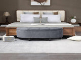 Velvet-Feel Half Circle Storage Ottoman - Dark Grey T3398P328272