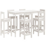 7 Piece Garden Bar Set White Solid Wood Pine 3154761