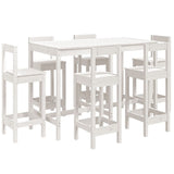 7 Piece Garden Bar Set White Solid Wood Pine 3154761