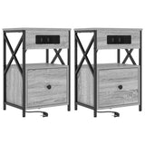 Bedside Cabinet with Drawer 2 pcs Grey Sonoma 40 x 31 x 60 cm 859497