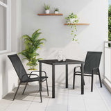 Garden Dining Set 3 pcs Black Powder-coated Steel 3379114