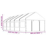 Gazebo with Roof White 11.15x4.08x3.22 m Polyethylene 3155489