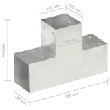 Post Connectors 4 pcs T Shape Galvanised Metal 101x101 mm 145480