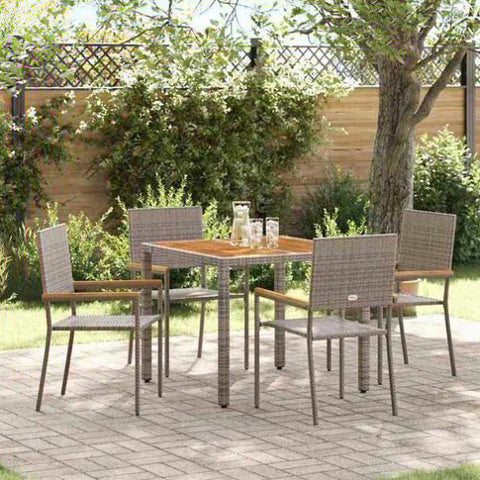 Garden Dining Set 5 pcs Grey Poly Rattan 3365405