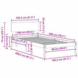 Bed Frame with Headboard White 100 x 200 cm Solid Pine Wood 872120