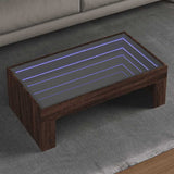 Coffee Table with Infinity LED Brown Oak 90x50x30 cm 847622