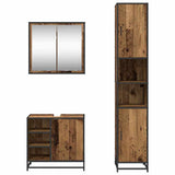Bathroom Furniture Set with Door 3 pcs Old Wood Engineered Wood 3402360