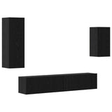 TV Cabinet Set 4 pcs Black Oak Engineered Wood 3393415
