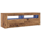 TV Cabinet with LED Lights Old Wood 120x35x40 cm Engineered Wood 856319