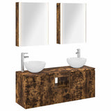 Bathroom Cabinet Set 5 pcs Smoked Oak Engineered Wood 3406371