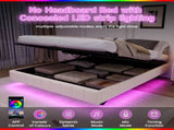4ft6 Double Floating Bed Frame with Hydraulic Under-bed Storage & Smart RGB LED Lights, No Headboard N652P422490W