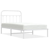 Bed Frame White Powder-Coated Steel Single Bed Frame 352621