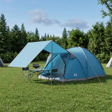 Cabin Tent with Roof Blue 4-Person Polyester and Steel 42028580