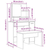 Dressing Table Set Old Wood Engineered Wood 3329191
