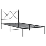 Metal Bed Frame without Mattress with Headboard Black 90x200cm 376495