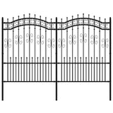 Garden Fence with Spear Top Black 240x150 cm Powder-coated Steel 151087