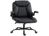 Faux Leather Office Chair. with Flip-Up Armrests - Black T3398P377419