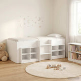 Loft Bed Frame with Cabinet 3 pcs White Engineered Wood 3423430