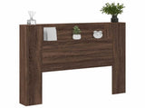 Storage Headboard with LED Brown Oak Engineered Wood 3418654