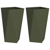 Planter 2 pcs Olive Green 40 x 40 x 75 cm Steel 883787