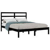 Bed Frame without Mattress Black 140x190 cm Solid Wood Pine 3104917