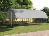 Chicken Cage with Roof and Door Silver Galvanised Steel 3294911