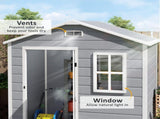 6 x 4ft Outdoor Shed with Foundation, Lockable Door, Vents, Windows, Plastic Shed for Tool Storage, T3398P317773