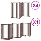 Dog Gate with Door Foldable 15 Panels Brown 750 cm Poplar Wood 3155720