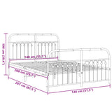 Metal Bed Frame without Mattress with Footboard White 140x200cm 376668