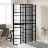 Room Divider 4 Panels Black Solid Wood Paulownia 358772