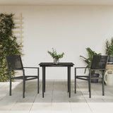 3 Piece Garden Dining Set Black Steel and Textilene 3200718