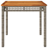 Garden Table Grey 80x80x74 cm Poly Rattan Acacia Wood 366274