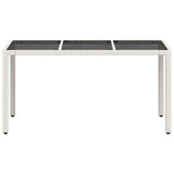 Garden Table with Glass Top White 150x90x75 cm Poly Rattan 368126