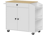 Rolling Kitchen Island with 3-Tier Spice Rack, Kitchen Storage Cart with Drawer and Towel Rack, T3398P378829