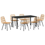 Garden Dining Set 7 pcs Brown Powder-Coated Steel 3379195
