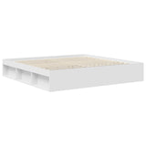 Bed Frame with Headboard White 200 x 200 cm Solid Pine Wood 3409719
