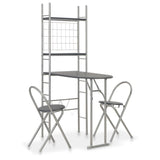 ZNTS 3 Piece Folding Dining Set with Storage Rack MDF and Steel Black 284404
